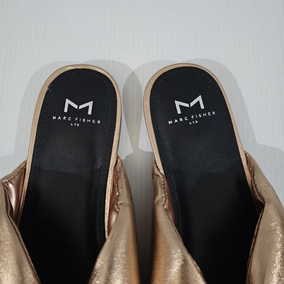 Marc Fisher LTD Olita Puffy Slide Sandal Women 8.5 Rose Gold Leather Slip On NEW - Picture 7 of 15